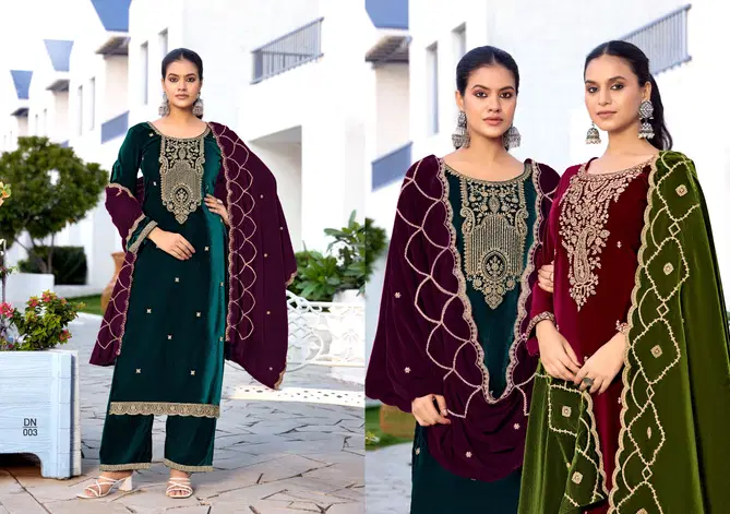 Kashida By Levisha Velvet Embroidery Salwar Kameez Wholesale Price In Surat